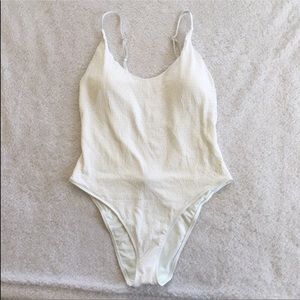 AEO Aerie White Smocked Swimsuit
